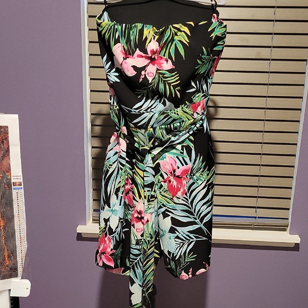 New York & Company Black Green Jumpsuit Sleeveless Resort Wear